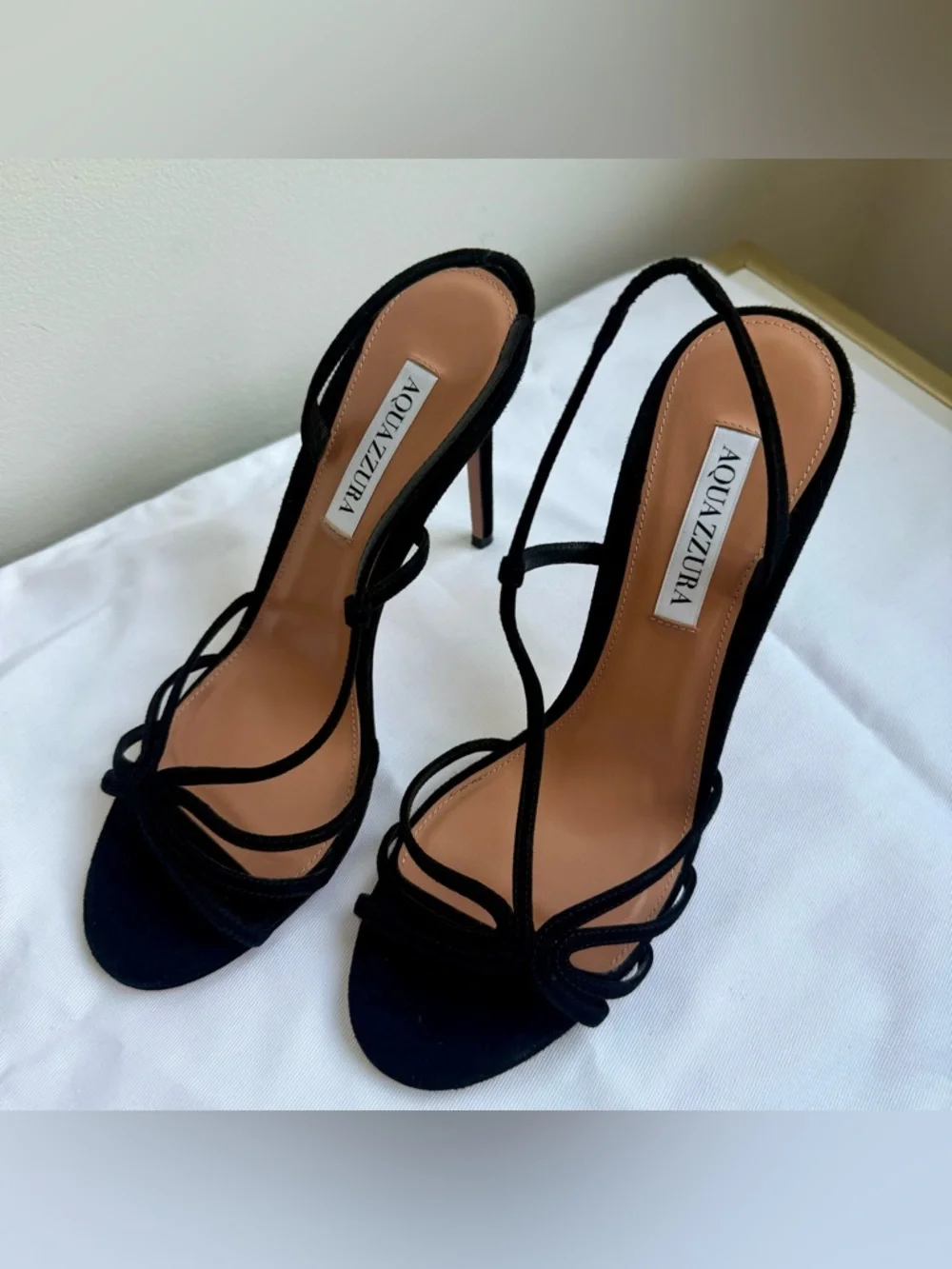 Aquazzura Talk To Me 105 Black Suede Stiletto Sandal - great condition, size 39 - Picture 3 of 13